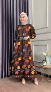 (COD) GAMIS JUMBO SOGAN CUMIKAN BUNGA BATIK CAP