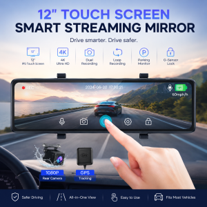 Ekleva 12 Inch 4K 3840X2160 Gương Dashcam gương chiếu hậu xe Wifi DVR Đầu ghi hình cho xe ô tô ghi hình ban đêm Camera hành trình Hộp Đen Dashcam