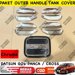 Paket Outer Handle Tank Cover Datsun Go + Panca Cross 2018 2023 2025 Hitam Chrome Carbon