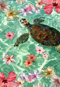 Kayou | Adults Paint By Number Turtle in A Sea of Flowers Theme Drawing on Canvas HandPainted Art DIY Pictures By Numbers Kit Home Decor