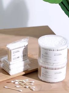 Hộp 500 Tăm Bông Ráy Tai Thân Tăm Gỗ 2 Đầu Chất Lệu Bông COTTON SWAB Được Khử Khuẩn Siêu Sạch Chăm Sóc Tai An Toàn