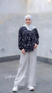 SEMOESLIM kemeja wanita lengan panjang over size rayon viscose