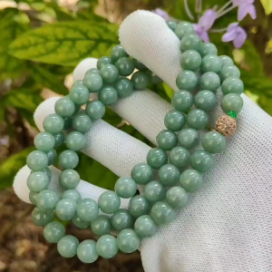 82 Green 9mm Beads Natural Type A jadeite Jade as Necklace or Bracelet certificate weighs 103.22 grams - 90 % Perfect (bracelet39)
