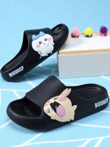 Anti-Slip Soft-Soled Indoor Childrens Flip Flops Girls Odor-Resistant Slippers Quiet Design Cartoon Style EVA Material