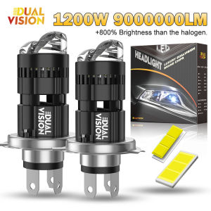 H4 Bi Mini LED Projector Lens Car Bulb EMC 1200W Headlight Turbo Lamp Canbus Plug and Play Dual Motorcycle High Low Beam 12V 24V