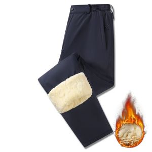 Men Winter Thickened Cotton Velvet Trousers Stone Mineral Oil Fleece Outdoor Hiking Sports Fishing Hunting Cycling Camping Pants
