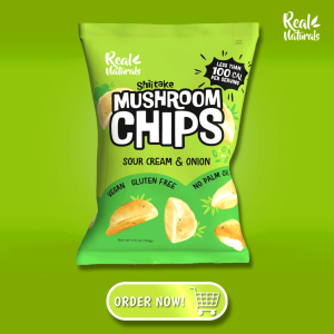 Shitake Mushroom Chips Sour Cream & Onion / ข้าวเกรียบเห็ดหอม กำลังไม่มีเนื้อหาที่เป็นส่วนตัว ของว่างเพื่อสุขภาพปราศจากกลูเตนและน้ำตาล