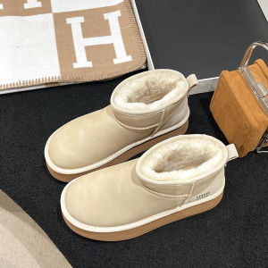 Northeast Womens Fleece Lined Thick Bottom Snow Boots Winter Warm Waterproof Anti Slip Short Boot Korean Style Cotton Shoes