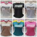PLAIN COMBINATION BLOUZE SHIRT WITH BRAND PRINT FOR WOMEN WHOLESALE BUNDLE OF 6 OR 12 PCS PER ORDER. 