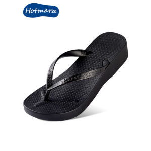 Hotmarzz Womens slope heel flip flops PVC high heels clip on beach shoes for wearing fashionable slippers  HM0722