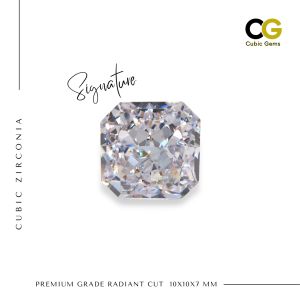 PREMIUM GRADE RADIANT CUT 10X10X7MM WHITE DIAMOND COLOR CUBIC ZIRCONIA SUITED FOR 916 GOLD RING