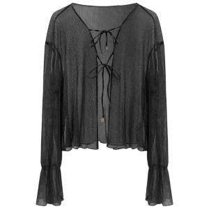 COCOBELLA | Shimmer Silver Sheer Lace Summer Cover-up Blouse