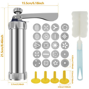 Cookies Press Kit Stainless Steel Churro Maker Machine with Piping Nozzles and Cookie Discs for DIY Christmas Cookies Maker