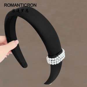 Zhao Lusi Same Style Black Pearl Headband Female 2024 New Arrival Fancy Western Style Fashion High Skull Top Accessible Luxury Headband