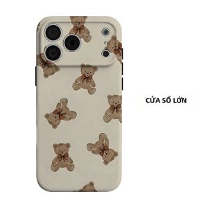 Ốp Điện Thoại Hình Gấu Nơ Hai Lớp Cho iPhone 18-11 Air Pro Max Plus - Vỏ Mềm Chống Sốc Chống Trầy Xước Vỏ Mềm Chống Bụi Chống Trượt