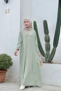 ZIYANA - Abaya sania polos - crinckle airflow premium | abaya kekinian viral cantik terbaru murah meriah modis mewah simpel elegan | busui friendly jumbo murah meriah | konveksi tasikmalaya bahan adem lembut nyaman jahitan rpaih kuat kokoh tangan kancing