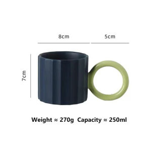 1Pc Nordic Round Handle Ceramic Coffee Mug for Coffee Tea Milk Water Couple Mug Microwave Safe Creative Birthday Gift Coffee Cup