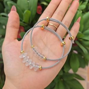 Vòng cáp ngũ điếu Thạch Anh Trắng cho mệnh Kim và Thủy - Phong Thủy TUDO