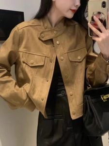 เสื้อแจ็คเก็ตผ้าคลุมไหล่สไตล์สั้นแบบลำลองสำหรับผู้หญิง ฤดูใบไม้ผลิและฤดูใบไม้ร่วง 2024 แขนยาว สไตล์ลำลอง คุณภาพระดับไฮเอนด์