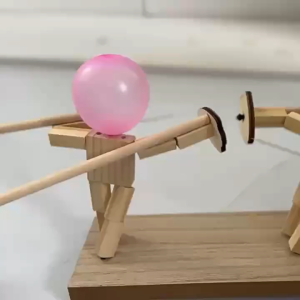 Balloon Bamboo Man Battle Wooden Fighter A Balloon Game DIY Set Adults and Family with 50 Balloons
