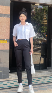 พร้อมส่ง กางเกงสกินนี่แฟชั่น ผ้ายืดได้ทรงสวยหุ่นดี ผ้านุ่ม มีกระเป๋าสองข้าง ใส่ทํางานได้ รุ่นK9662