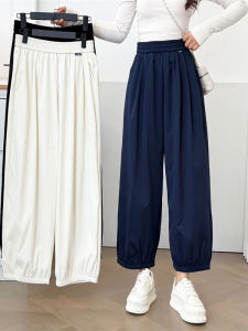 High Waist Wide Leg Pants Korean Style Commute Simple Design Polyester Fiber Loose Fit Ladies Autumn Fashion New Arrival