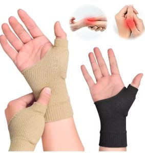 1Pair Wrist Thumb Compression Arthritis Gloves Breathable Wrist Support Brace Wrist Sleeve With Gel Thumb Injury Pads