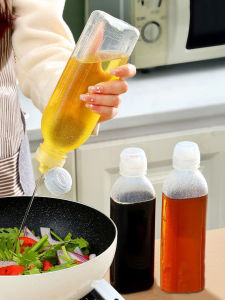 1pcs 1000ml household transparent oil bottle kitchen outdoor barbecue oil control olive oil extrusion bottle seasoning oil pot