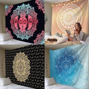 Bohemian Vintage Hanging Cloth Background Bedroom Wall Decorative Tapestry Canvas round Pattern Long Rectangle from China