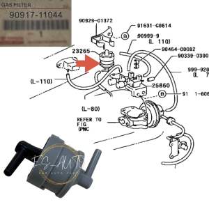 *Toyota Kun25 Kun26 Hilux Vacuum Gas Filter Hiace Fortuner Prado 90917-11044