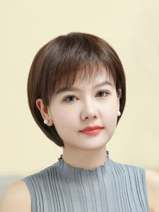 BAIMEI SILK | Natural Short Straight Bob Wig for Mature Women