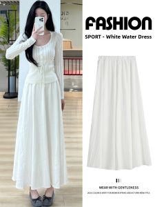 LANMENGYA | High Waist Slim Aesthetic A-Line White Good Drape Spring and Autumn Half Skirt