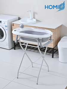 HOMIE OCEAN Stand Foldable Bathtub with Thermometer/Bath Seat+Drain Pipe (FULL SET) Drying rack
