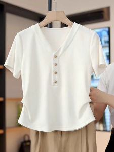 Fashion French Style Versatile Loose V-Neck Short-Sleeved T-Shirt