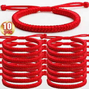 10Pcs Tibetan Thread Buddhist Bracelet Bangles Adjustable Handwoven Knot Amulet Red Rope Lucky Bracelet Charm Jewelry