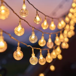 Christmas String Lights Outdoor Waterproof Crystal Ball Lights with Remote Control 100LED Bulbs 11 Styles USB Powered Garden Lights fairy lights with remote control for Decoration Bedroom Living Room Wedding Birthday Party Hanging on Eaves Warm and Multi