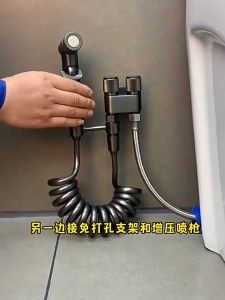 Toilet mate with dual control and dual water outlet for powerful spray one inlet and two outlets