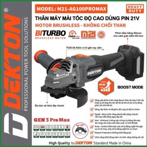 Thân máy mài pin Dekton M21-AG100PROMAX 21V công tắc trượt lưỡi cắt 100mm máy cắt pin