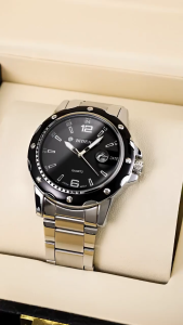 SPESIAL DISKON BIDEN Jam Tangan Pria Olahraga Kuarsa Otomatis Date Tali Stainless Steel Kasual Pria Jam Tangan Cowok Anti Air Original