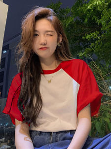 Pure Cotton Short Sleeve T-Shirt Women Summer Loose Splice Design Sense Top Comfortable Breathable Fashionable Commute Style