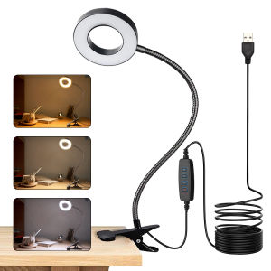 USB LED Clip-on Desk Light Flexible Book Lights Eye Protection Reading Lamp 3 Colors Dimmable For Bedroom Office Study Lighting