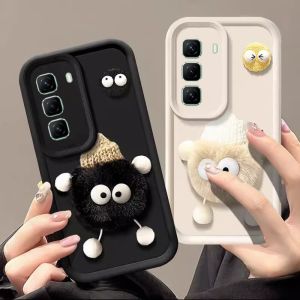 Casing Infinix Hot 60i Infinix Hot 60 Pro+ Plus 5G 4G Phone Case New Design Cute Cartoon 3D Plush Coal Ball Lens Protection Silicone Soft Cover 2025