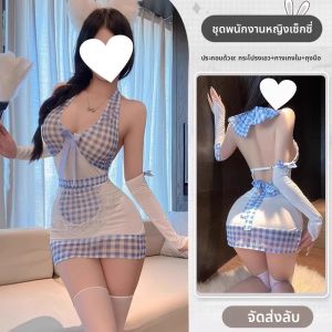 ชุดนอนเซ็กซี่น่ารักสำหรับผู้หญิง ชุดนักเรียนเซ็กซี่สุดเก๋ไก๋สำหรับฤดูร้อนปี 2025 ชุดนอนผ้าฝ้ายผสมโพลีเอสเตอร์ ลายสก็อต