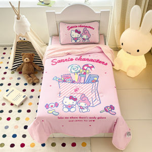 Cartoon Washed Cotton Summer Quilt Four-Piece Set Air Conditioner Quilt Student Thin Quilt Cotton Core Breathable Moisture-Wicking