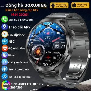 Đồng Hồ Thông Minh BOXUXING 1.85 Inch Dành Cho Nam Thể Thao Chống Nước Theo Dõi Sức Khỏe Đo Nhịp Tim GPS NFC Gọi Bluetooth La Bàn