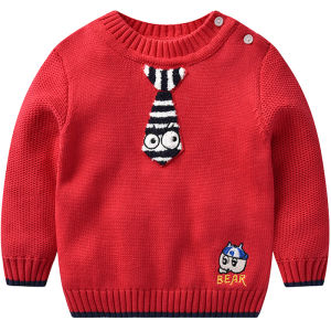Áo Len Dệt Kim Cổ Tròn Cho Bé Trai Áo Len Trẻ Em Mùa Thu Đông Áo Len Trẻ Em Hình Gấu Hoạt Hình Phong Cách Hàn Quốc Áo Len Dài Tay Thường Ngày