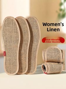 FASHEHAN | Ladies Thin Comfortable Linen Shoe Inserts Sweat Absorbent Odor Eliminator Soft Bottom Breathable Summer Ladies Anti-Slip Slippers