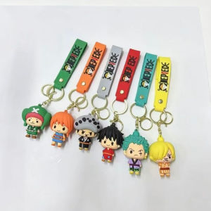 Bandai | 6 Styles Cute Anime Q Version One Piece Keychain Luffy Zoro Sanji Nami Chopper Law Bag Pendant Car Keyring Gift for Fans Couples