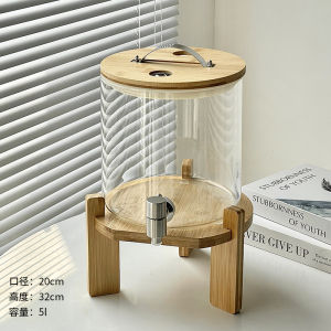 Buffet Beverage Barrel with Tap Heat Resistant Cold Water Jug Beer Juice Cola Glass Container Lemon Fruit Tea Barrel