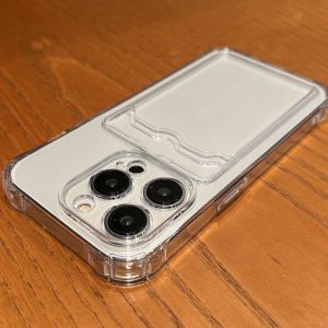 Ốp Điện Thoại Trong Suốt Có Ngăn Đựng Thẻ Cho iPhone 17/16/15/14/13/12/11 Pro Max Air 7/8 Plus XR XS SE 2020 2022 - Vỏ Da Chống Sốc